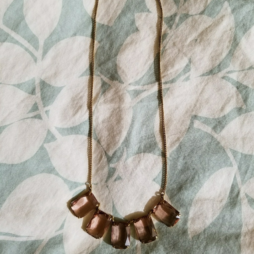 J.Crew Rectangular Drop Crystal Necklace NWOT - Picture 2 of 7